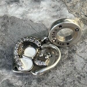 Pandora Silver Cat Charm Pave Rhinestones